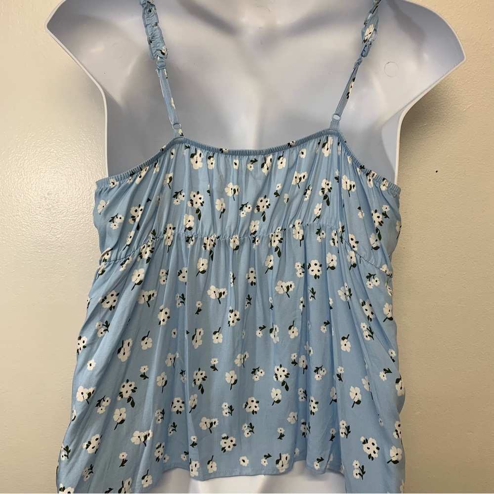 No Boundries Y2K Babydoll Tank Cami Junior 2X Blue Floral Ruffle Feminine Retro - Picture 4 of 10